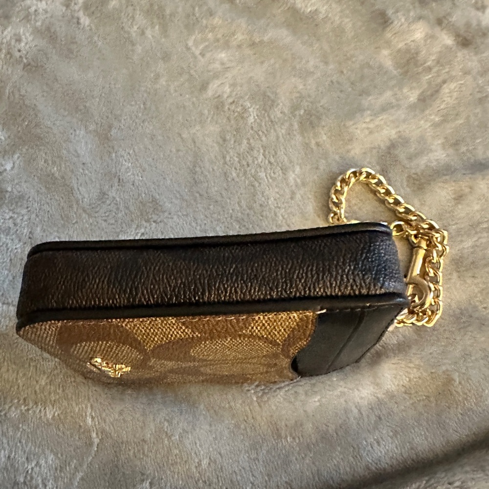 Coach Signature Brown and Zipped Card Holder Wallet - Picture 9 of 12